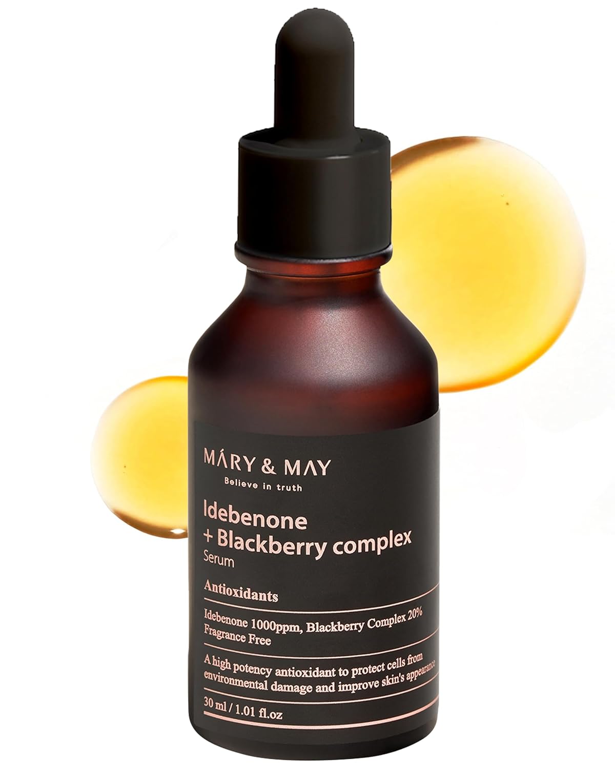 Mary&May Idebenone + Blackberry Complex Serum - Potent Anti Aging Serum For Enhanced Antioxidant And Skin Nourishment - Korean Face Serum, Ewg Green Grade, Cruelty-Free, 1.01 Fl.Oz