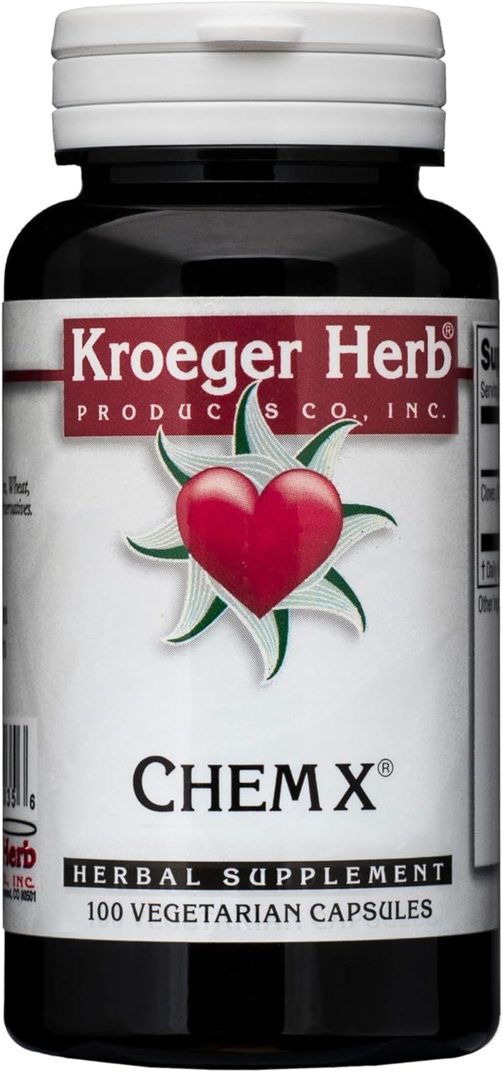 Kroeger Herb, Chem X, Daily Advanced Detox and Cleansing Formula, Supports Health Liver Function with Red Clover, Yellow Dock, Paprika & More - Non-GMO, Gluten Free, No Preservatives - 100 Capsules : Health & Household