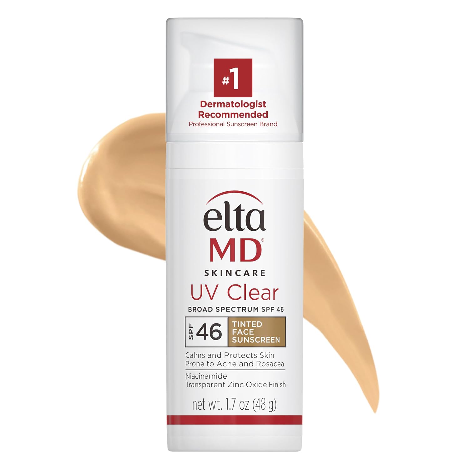 Eltamd Uv Clear Tinted Face Sunscreen, Oil- Free Tinted Sunscreen With Zinc Oxide, Dermatologist Recommended Sunscreen, 1.7 Oz Pump