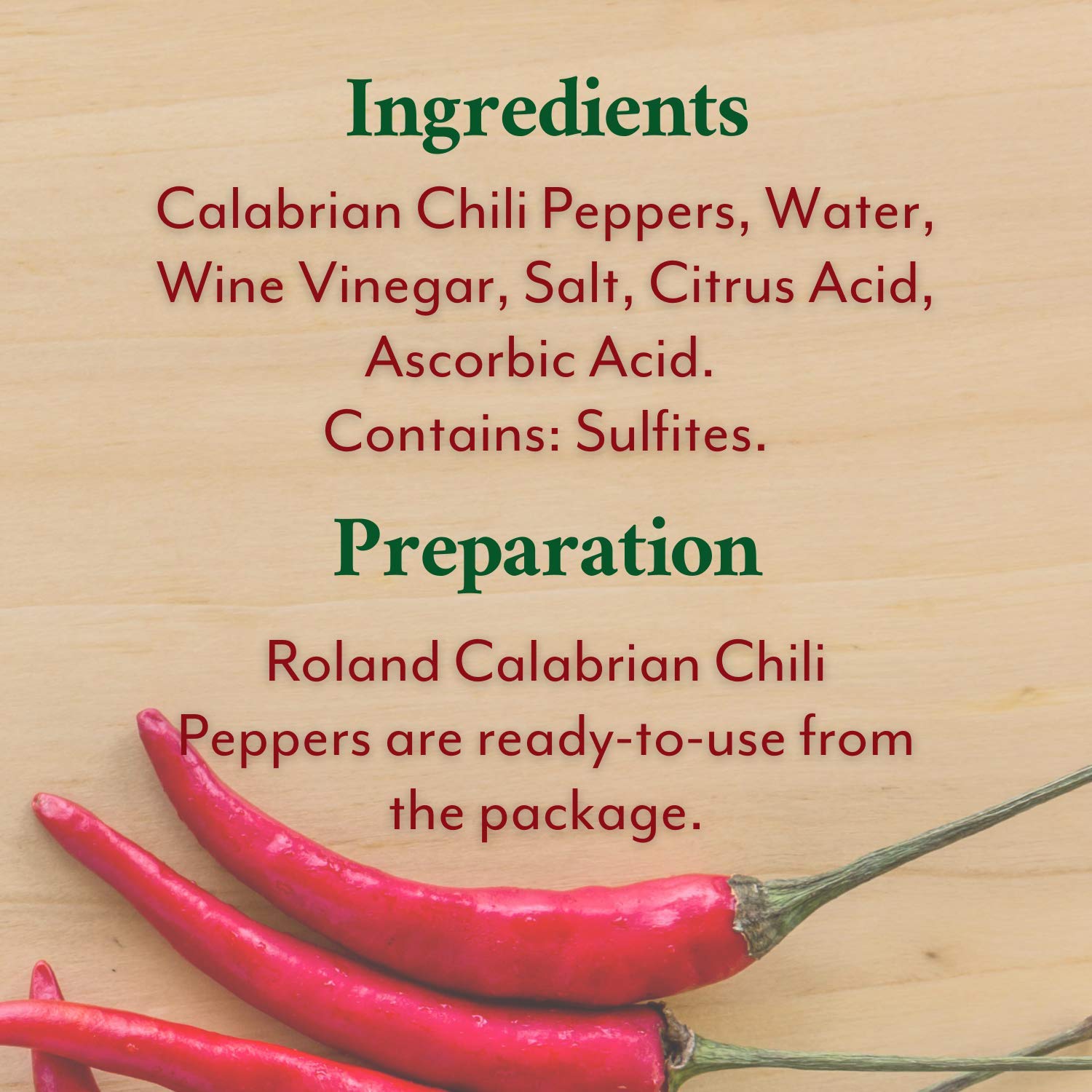 Roland Foods Calabrian Chili Peppers in Vinegar, Specialty Imported Food, 17.5-Ounce Package : Grocery & Gourmet Food