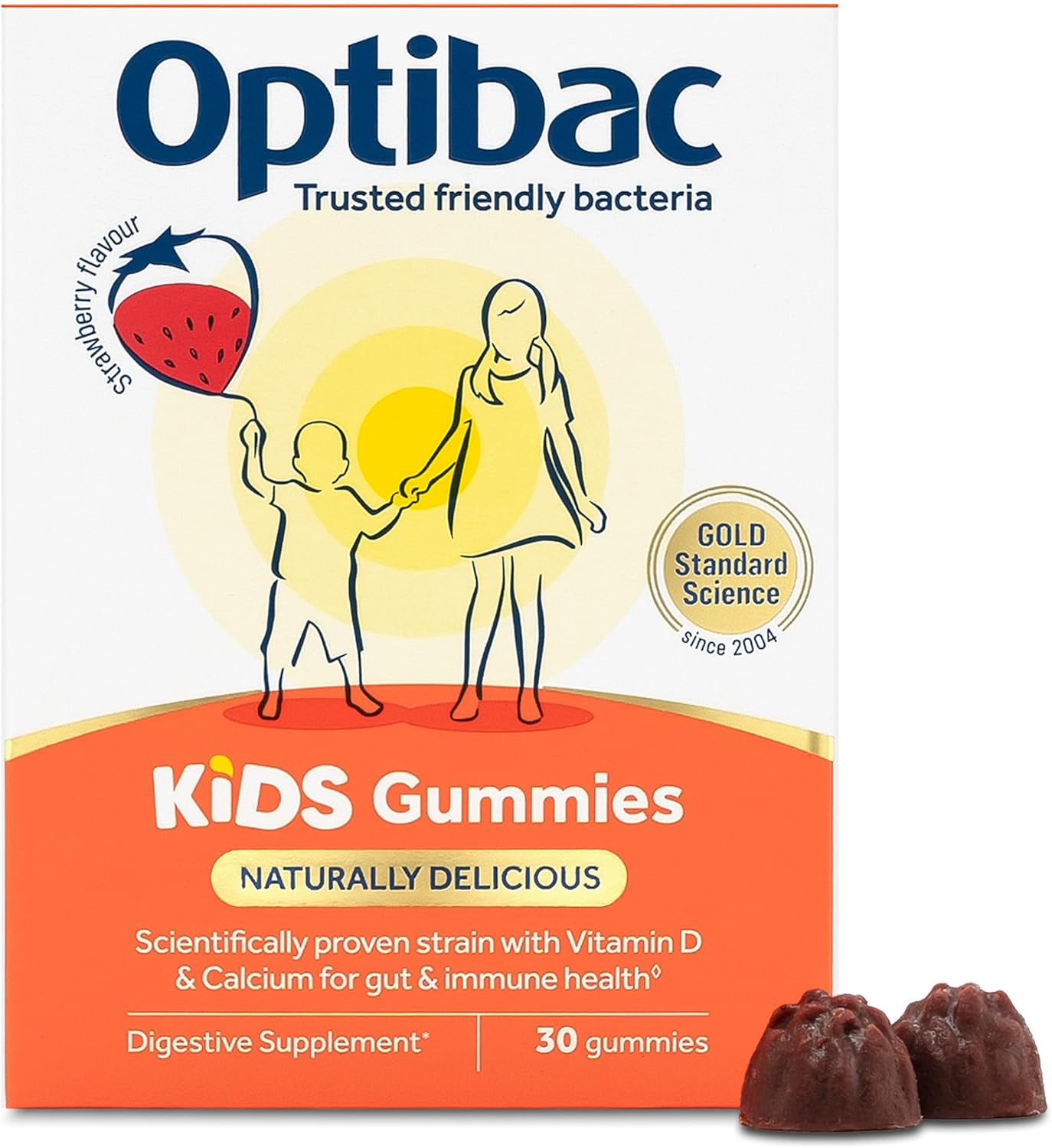 Optibac Kids Probiotic With Vitamin D & Calcium For Immune System Support & Gut Health And 2 Billion Bacterial Cultures - 30 Vegan Gummies