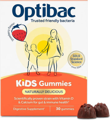 Optibac Probiotics Kids Gummies - Kids Probiotic With Vitamin D & Calcium For Immune System Support & Gut Health With 2 Billion Bacterial Cultures - 60 Vegan Gummies