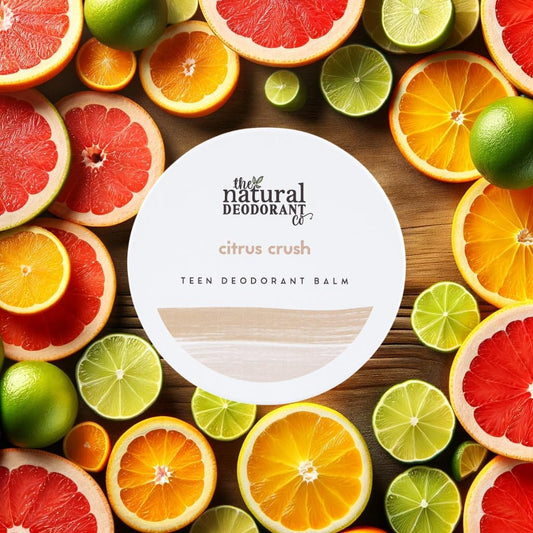 The Natural Deodorant Co, Teen Deodorant Balm Citrus Crush 55G, For Teens Or Tweens, Aluminium Free, Plastic Free