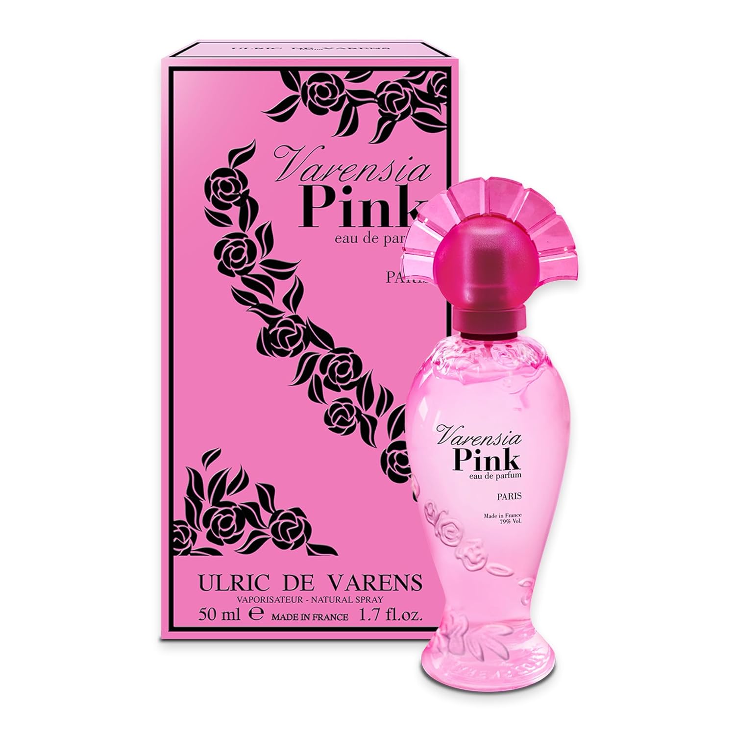 Ulric De Varens Varensia Pink Eau De Parfum For Women- Gourmand, Fruity, Floral Scent - Notes Of Blackcurrant, Rose, Raspberry, & Vanilla- Fruity & Floral- 1.70 Fl Oz : Beauty & Personal Care