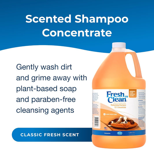 Pet-Ag Fresh ’N Clean Moisturizing Shampoo, Classic Fresh Scent (15:1 Concentrate) - 1 Gallon - Moisturizes With Vitamin E & Aloe Vera - Strengthens & Repairs Coats - Soap Free