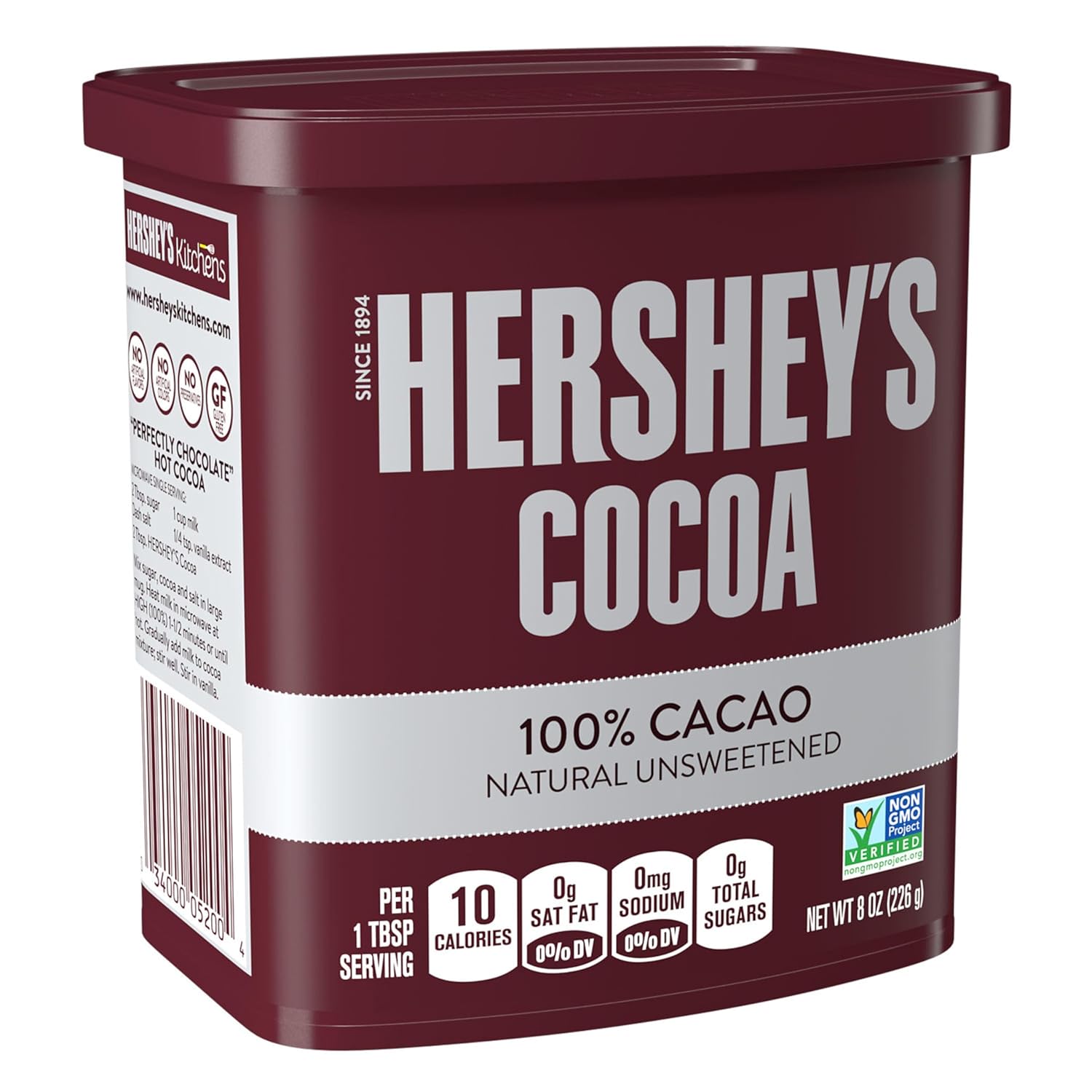 Hershey'S Natural Unsweetened Cocoa Powder Can, 8 Oz