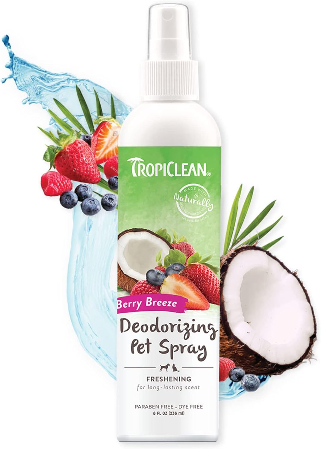 TropiClean Dog Perfume Spray Grooming Supplies - Dog Deodorant Spray for Smelly Dogs - Dog Cologne Breaks Down Odours and Deodorises Dogs and Cats - Used by Groomers - Berry Breeze, 236ml?TRBESP8Z