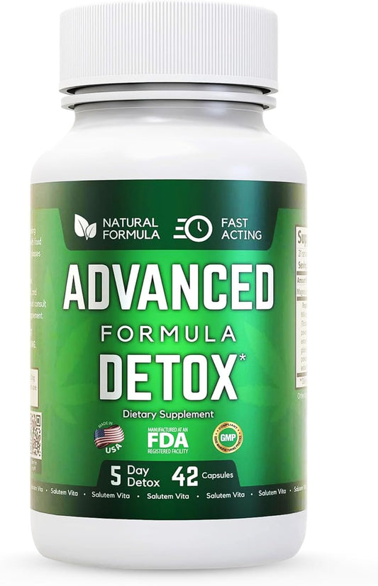 Advanced Detox Cleanse, Natural Detox & Cleanse With Milk Thistle, Licorice Powder, And More, Body Cleanse Detox For Women And Men, 42 Capsules