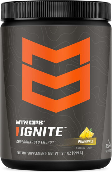 Mtn Ops Ignite Supercharged Energy Drink Mix 45-Serving Tub, Pineapple Crush