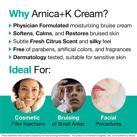 Vitamedica Arnica Cream - Arnica Montana + Vitamin K Oxide Bruise Cream - Sensitive Skin Formula - Undereye Arnica Vitamin K Cream With Vitamin C - 0.5 Ounces