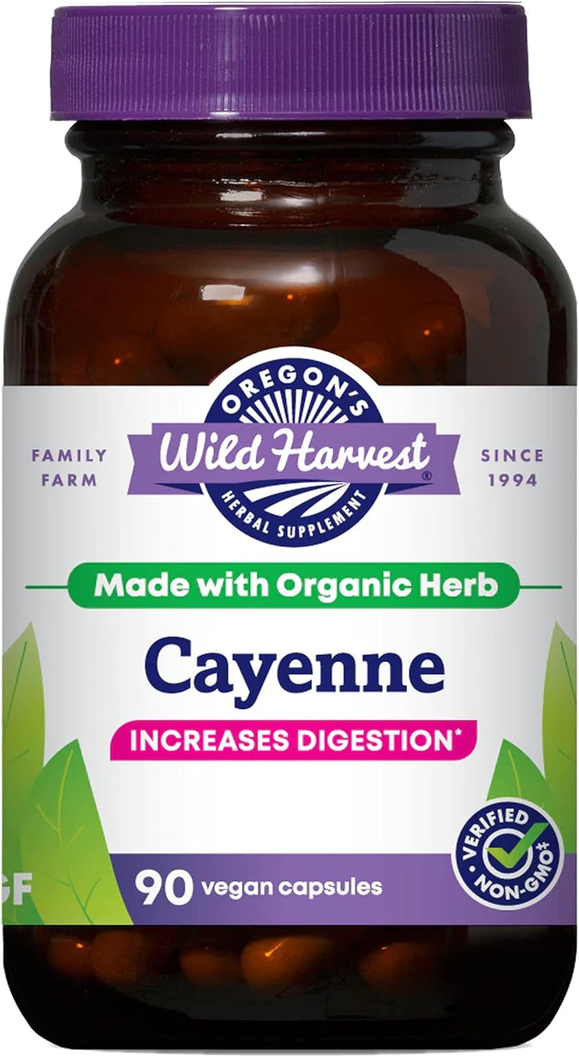 Oregon'S Wild Harvest Non-Gmo Cayenne Capsules, Organic Herbal Supplements, 90 Count