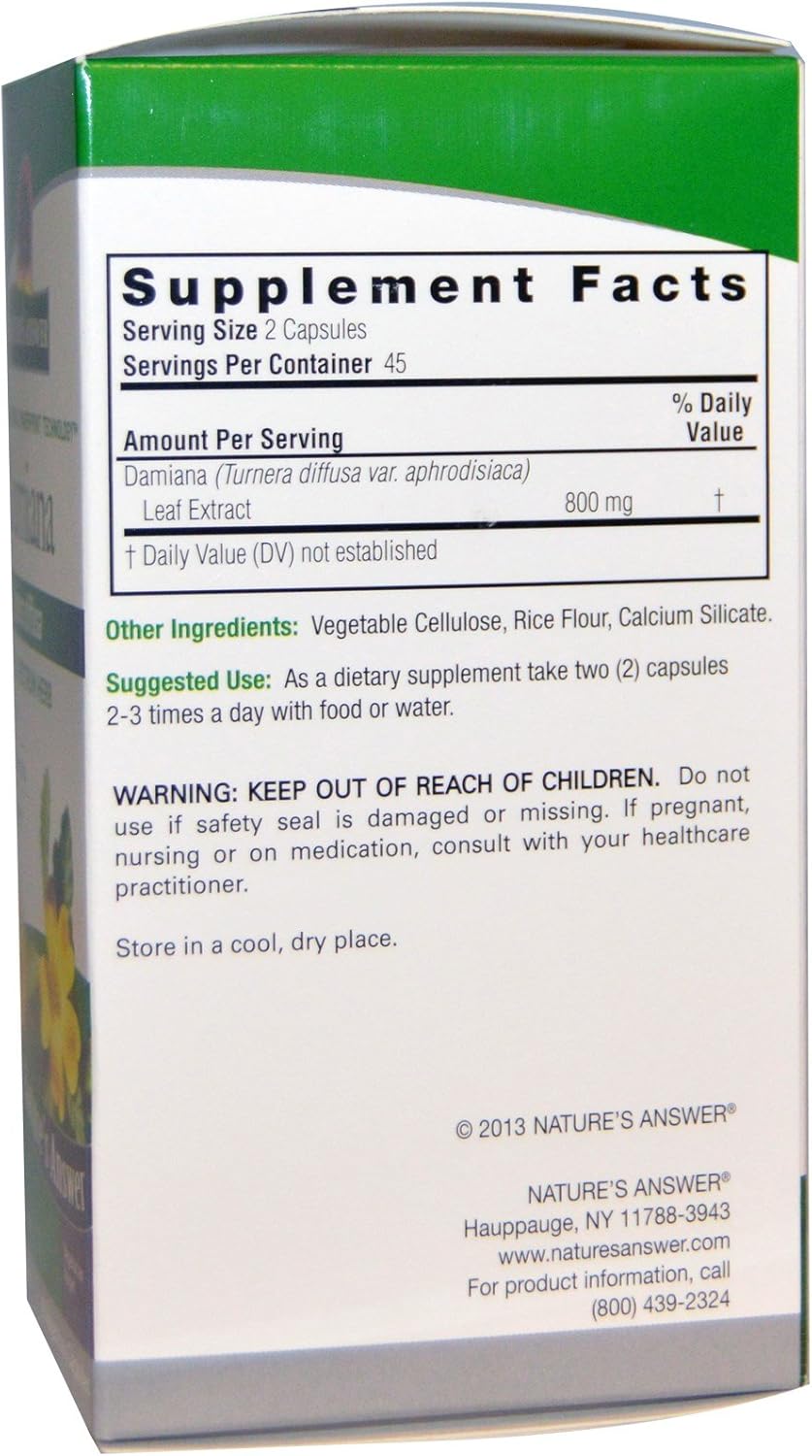 Nature's Answer - Damiana Leaf - 90 Vegetarian Capsules (1x90 SGEL)