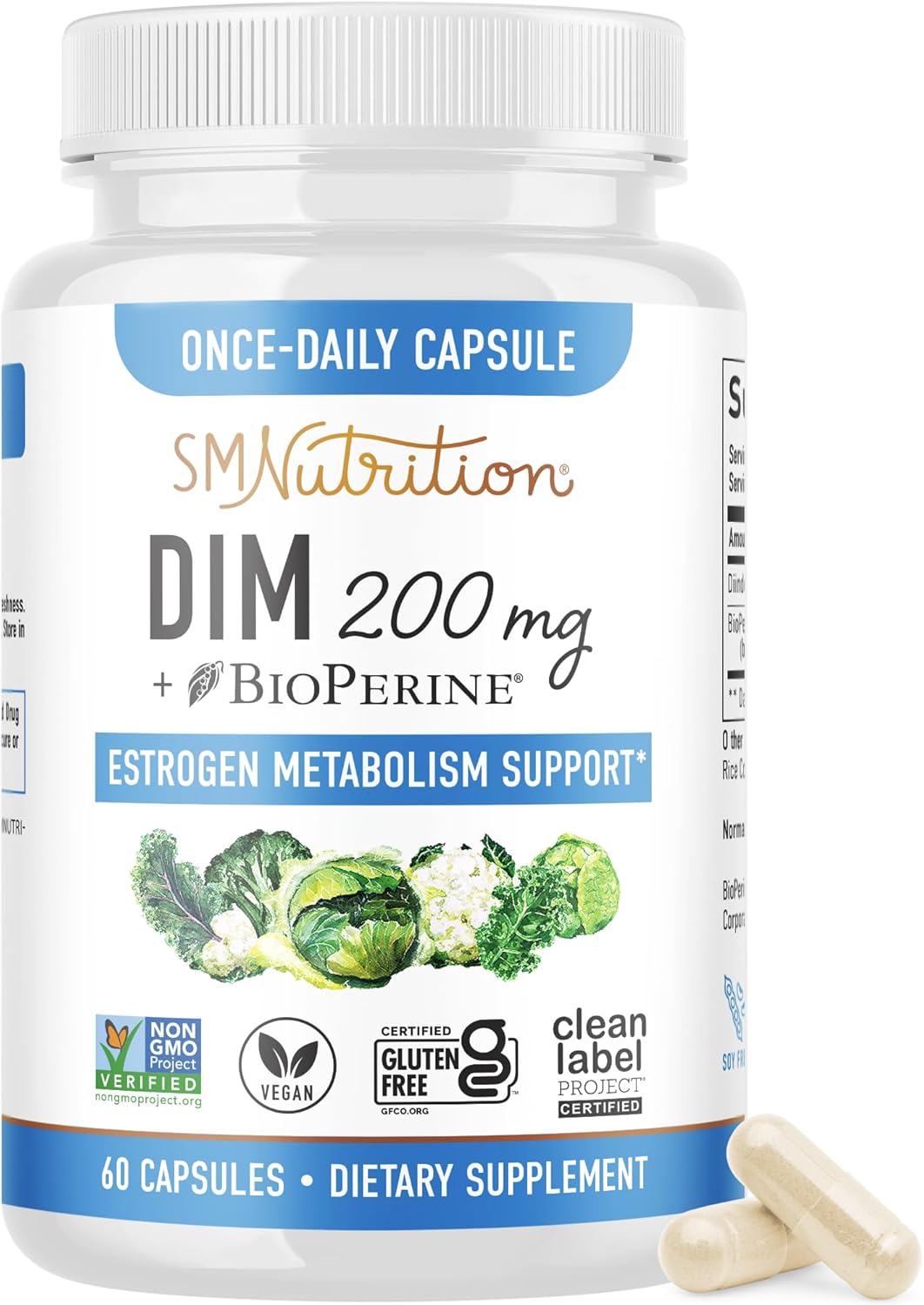 Dim Supplement 200 Mg | Estrogen Balance For Women & Men | Hormonal Acne, Hormone Balance, Menopause & Antioxidant Support | Clean Label Project Certified, Vegan & Soy Free Diindolylmethane | 60 Ct