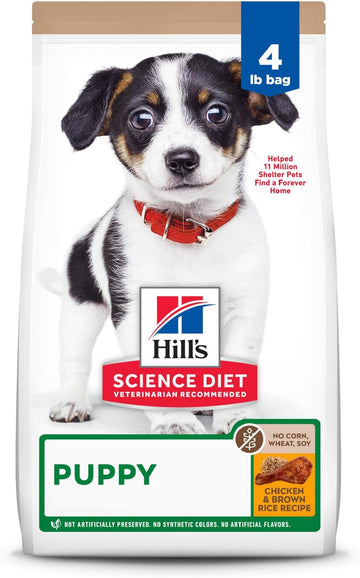 Hill'S Science Diet Puppy, Puppy Premium Nutrition, Dry Dog Food, No Corn, Wheat, Soy Chicken & Brown Rice, 4 Lb Bag