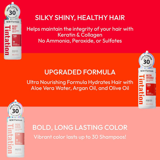 Red By Kiss Tintation Semi-Permanent Hair Color, Aloe Vera Water Based, Argan Oil, Olive Oil, Collagen & Keratin, Long-Lasting Color Dye (Cajun Spice, 2 Pk, 5 Fl Oz)
