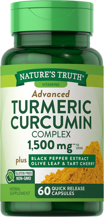 Nature'S Truth Turmeric Curcumin 1500 Mg | 60 Capsules | With Black Pepper Extract, Olive Leaf & Tart Cherry | Non-Gmo, Gluten Free Supplement