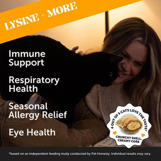 Pet Honesty Cat Immune Support Lysine - Cat Allergy Relief - Sneezing, Runny Nose, Watery Eyes - Cat Supplements & Vitamins With Omega 3S, L-Lysine, Antioxidants, Colostrum - Chicken (30 Day Supply)