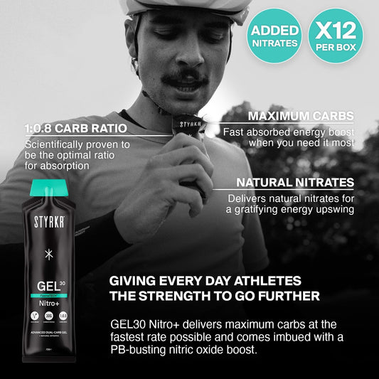 Gel30 Caffeine+ Energy Gels With Caffeine By Styrkr - 30G Of Carbs - Pack Of 12 Running & Cycling Gels With 150Mg Of Caffeine - For Endurance Athletes - Dual-Carb Formula - Gel30 Caffeine+ 12X Pack