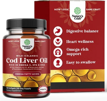 Icelandic Cod Liver Oil Softgels - Wild Caught EPA DHA Omega 3 Fish Oi