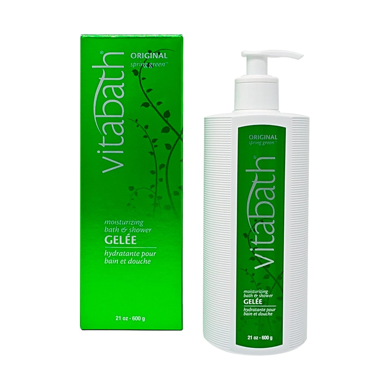 Vitabath Original Spring Green Moisturizing Bath & Shower Gel Wash Intoxicating Botanical Skin Rejuvenation, Hydrating Dry Skincare, Body Cleanser & Foaming Gelee - 21 Oz