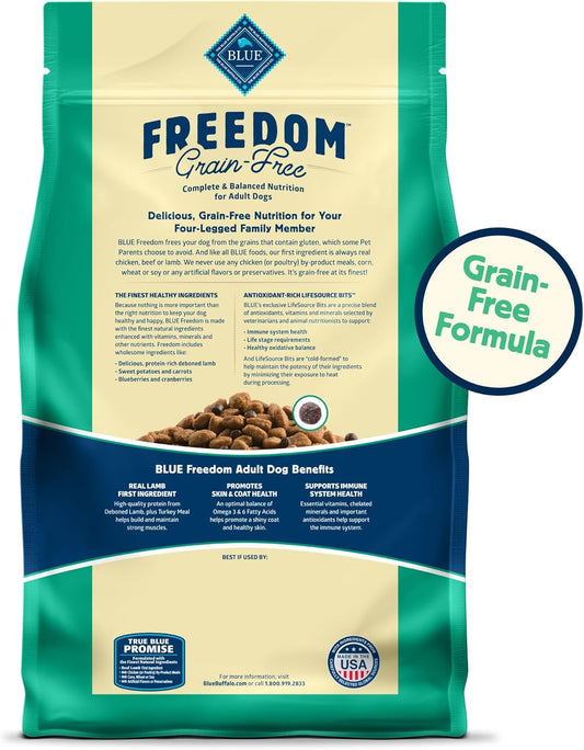 Blue Buffalo Freedom Grain-Free Dry Dog Food, Complete & Balanced Nutrition For Adult Dogs, Made In The Usa With Natural Ingredients, Lamb & Potatoes, 11-Lb. Bag