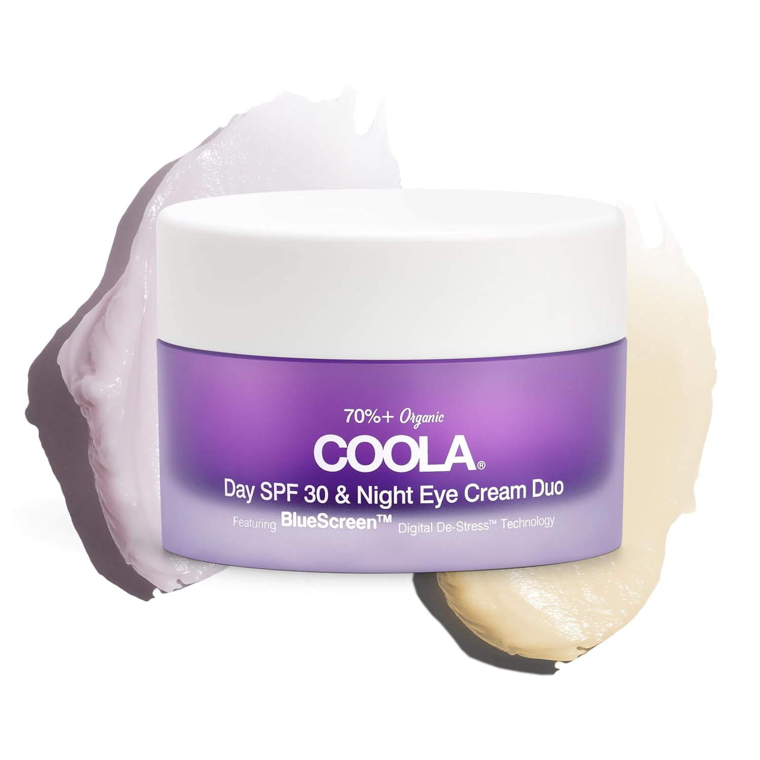 Coola Organic Day And Night Eye Cream Face Moisturizer With Spf 30, Dermatologist Tested Face Sunscreen With Plant-Derived Bluescreen Digital De-Stress Technology, 0.8 Fl Oz
