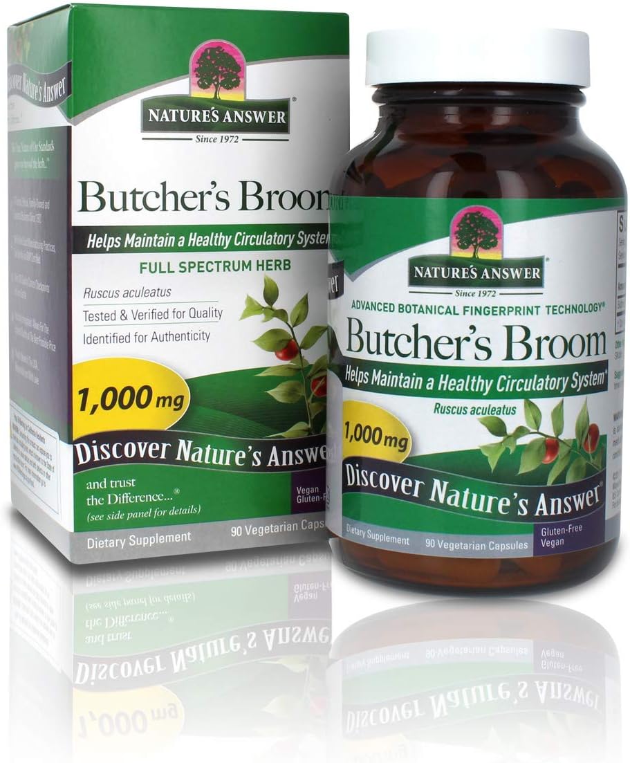 Nature'S Answer Butcher'S Broom Root Supplement Capsules 90 Count | Promotes Blood Circulation | Supports Inflammation Reduction | Minimizes Varicose Veins (Pack Of 1)