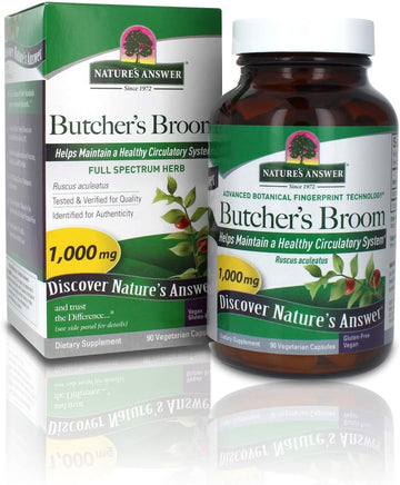 Nature'S Answer Butcher'S Broom Root Supplement Capsules 90 Count | Promotes Blood Circulation | Supports Inflammation Reduction | Minimizes Varicose Veins (Pack Of 1)