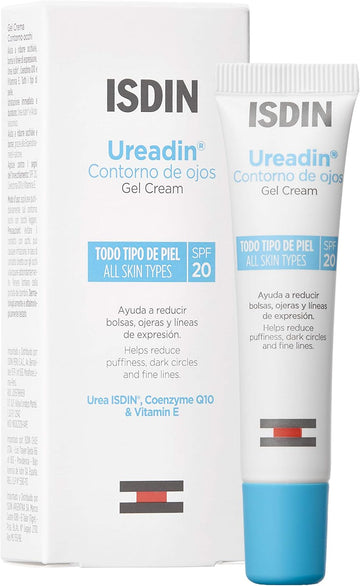 ISDIN Eye Gel-cream with SPF 20 (15ml) | Reduces puffy eyes, dark circles, and under-eye wrinkles, Packaging May vary