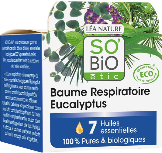 So'Bio Étic Organic Eucalyptus Respiratory Balm, 50 Ml, Lot Of 4
