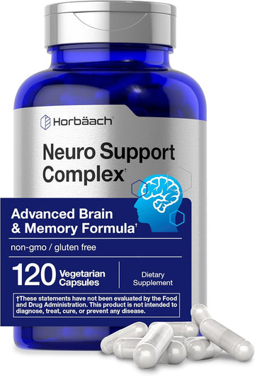 Horbäach Brain Supplement | 120 Capsules | With Phosphatidylserine & Dmae | Advanced Formula For Memory, Focus, Clarity | Vegetarian & Gluten Free | Neuro Support