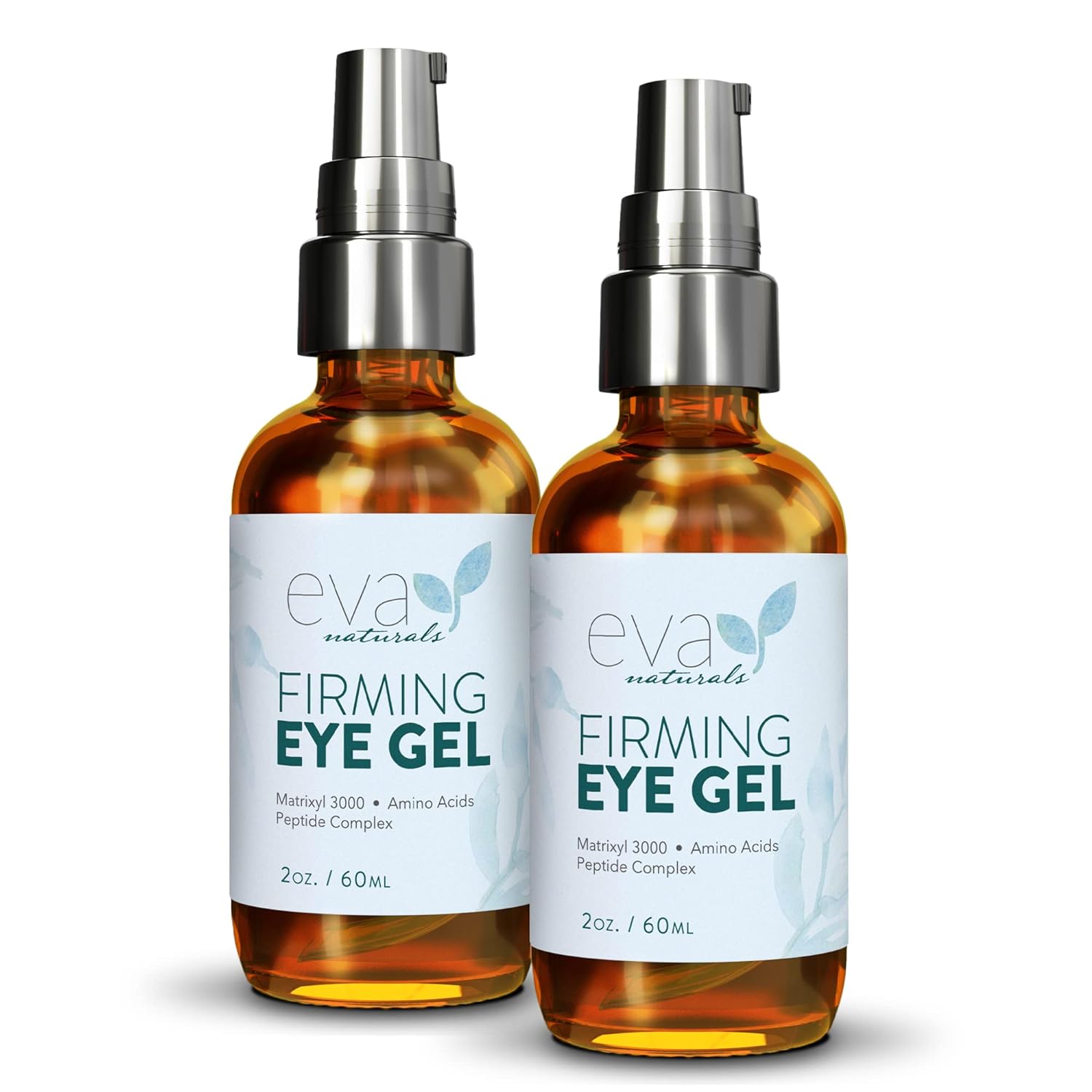 Eva Naturals Anti-Aging Eye Gel - Luxurious Hydrating Eye Cream For Dark Circles and Puffiness, Bags, Crows Feet, Wrinkles - W/Hyaluronic Acid & Skin-Firming Peptides Eye Gel (2 Fl Oz, 2 Pack)