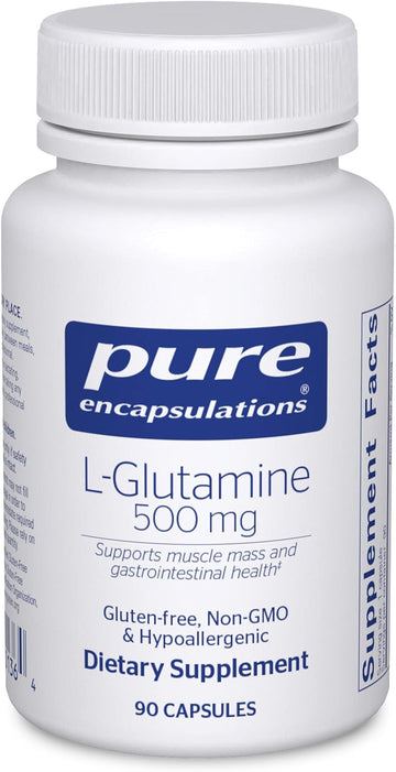 Pure Encapsulations L-Glutamine 500 Mg - Supplement For Immune And Digestive Support, Gut Health And Lining, Metabolism, And Muscle Support* - With Free-Form L-Glutamine - 90 Capsules