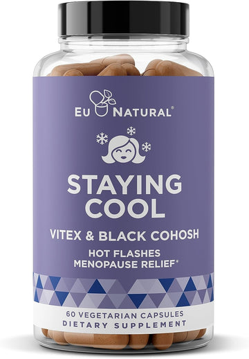 Staying Cool Menopause Supplements For Women – Hormonal Hot Flashes, Weight Support, Night Sweats – Vitex Chaste Tree & Black Cohosh Pills For Natural Relief – 60 Vegetarian Soft Capsules