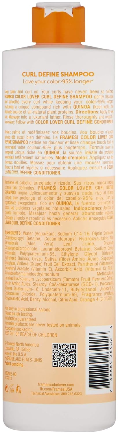 Framesi Color Lover Curl Define Shampoo, 33.8 Fl Oz (Pack Of 1) : Beauty & Personal Care