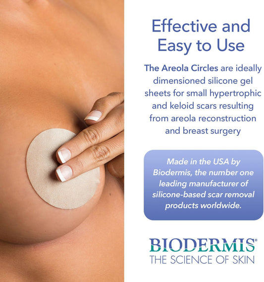 Biodermis Epi-Derm Silicone Gel Sheet for Scars, Ideal for Areola Reconstruction and Breast Augmentation Surgery, Can be Cut to Size, Breast Reduction Scar Care - 1 Pair, Clear