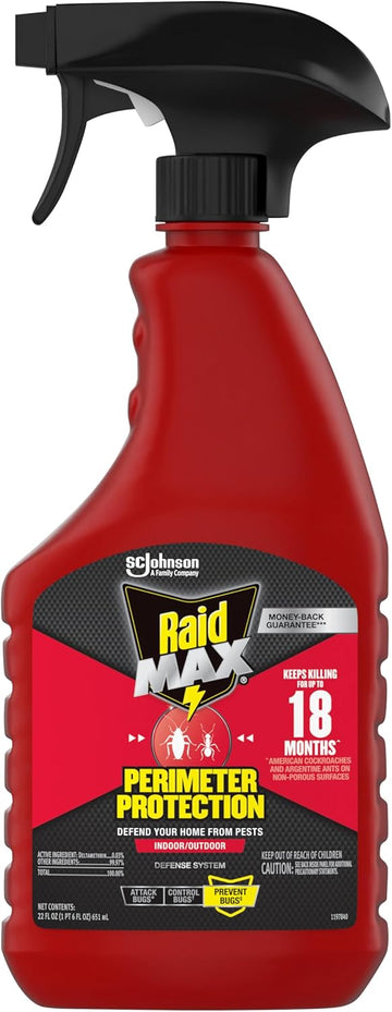 Raid Max Perimeter Protection Ant & Roach Killer Spray, Prevents Bugs By Killing For Up To 18 Months, Indoor And Outdoor Use