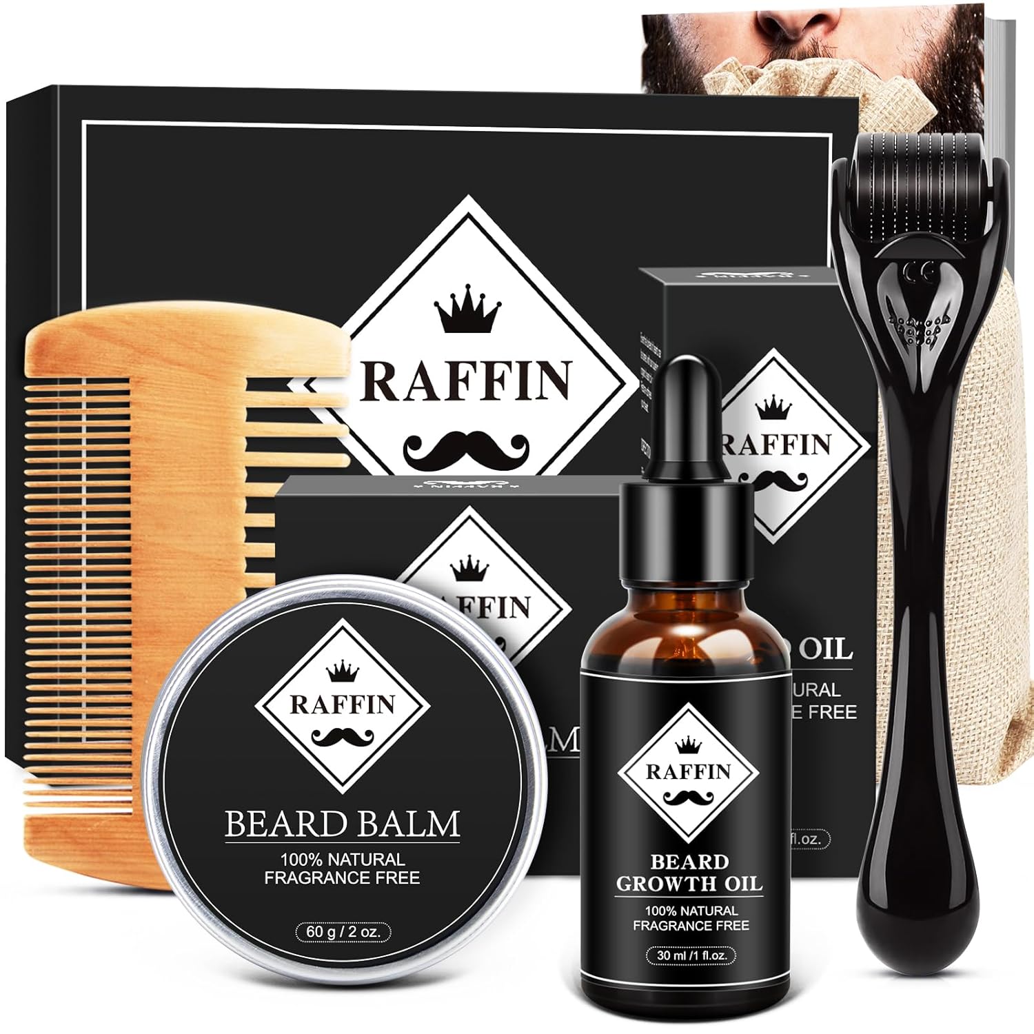 Mens Gifts - Beard Kit With Oil, Balm, Brush, Comb, Scissors, E-Book, Outfits Men'S Grooming Routine, Anniversary & Birthday Gifts For Men, Him, Husband, Boyfriend, Son, Male Friend, Brother, Dad