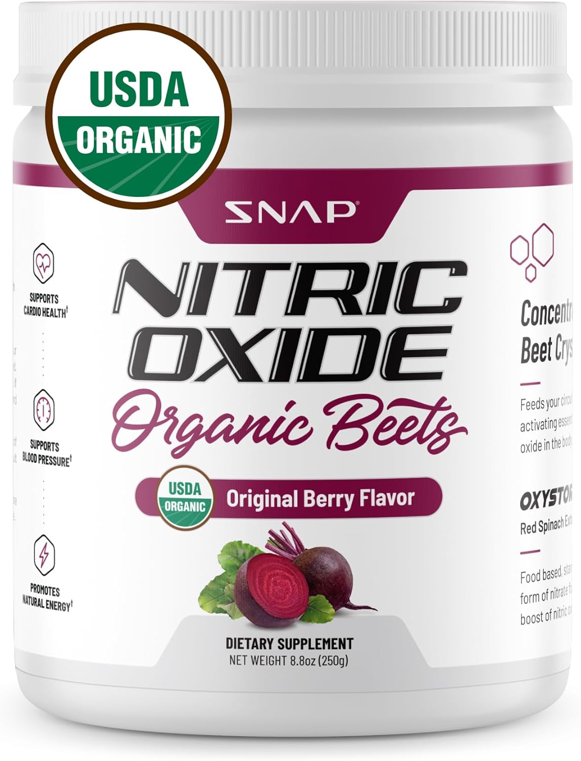 Snap Supplements Nitric Oxide Booster Pre Workout Mixed Berry Beets