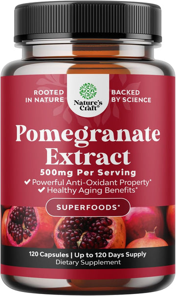 Advanced Antioxidant Superfood Pomegranate Supplement - Natural Pomegranate Extract Polyphenols Supplement for Heart Health and Joint Support - Reds Superfood Powder Capsules for Men and Women 120ct