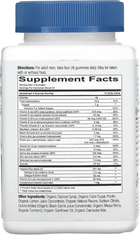 SmartyPants Organics, Men's Formula, Raspberry, Orange, and Cherry, 90 Vegetarian Gummies