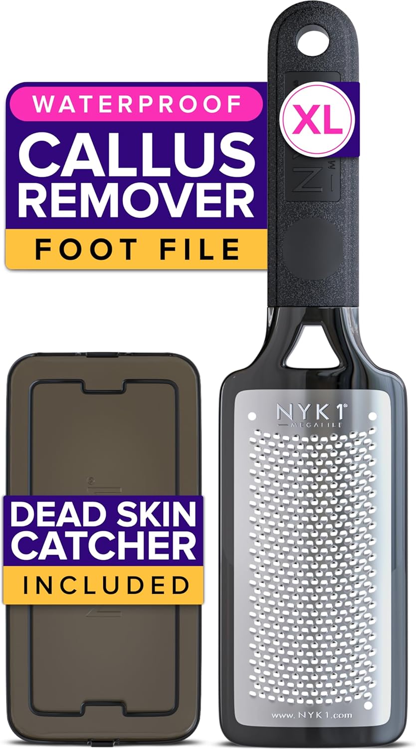 Nyk1 Pink Megafile Foot File Pedicure Rasp The Original With Nyk1 Curved Smoothie Super Sharp Extra Large Micro Files Sharpest File Skin Grater Remove Calloused Dry Rough Dead Skin Feet Soft Smooth