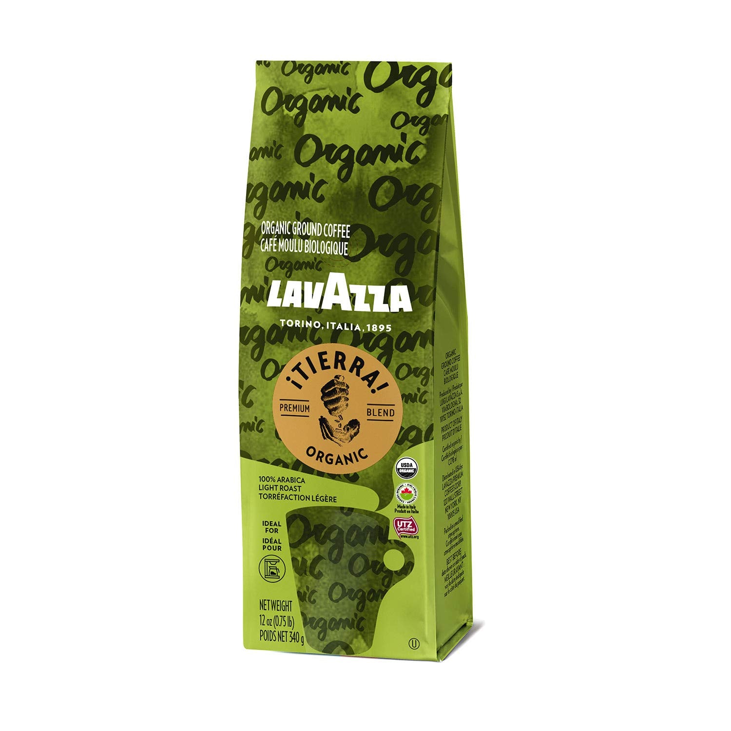 Lavazza ¡Tierra! Usda Organic Ground Coffee Premium Blend Authentic Italian, 100% Arabica Blended And Roasted in Italy, Value Pack, USDA Organic, 100% Sustainable Grown, 12 Oz (Pack of 6) : Grocery & Gourmet Food