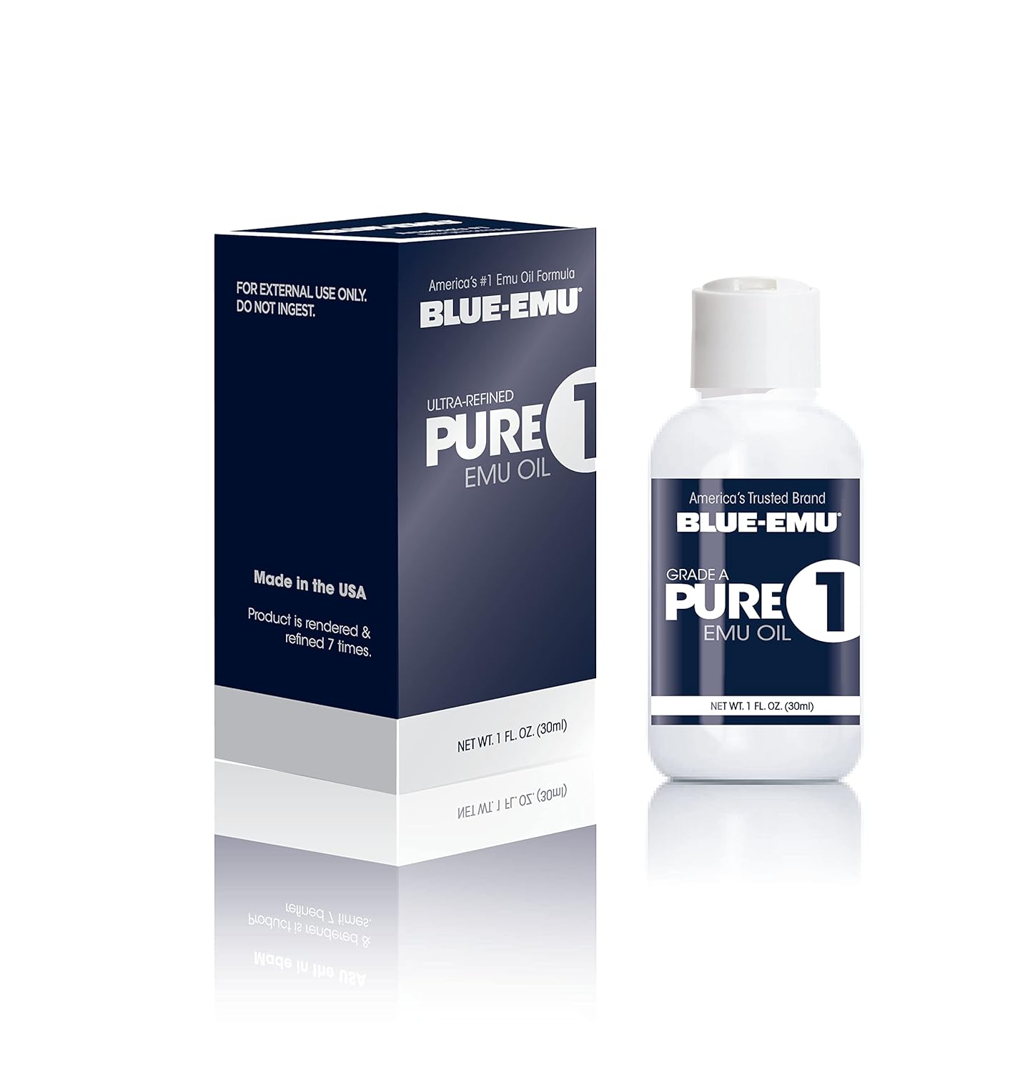 Blue Emu Pure 1 Emu Oil, Face Body and Hair Oil, Ideal for Deep Hydration and Moisture, 1 oz