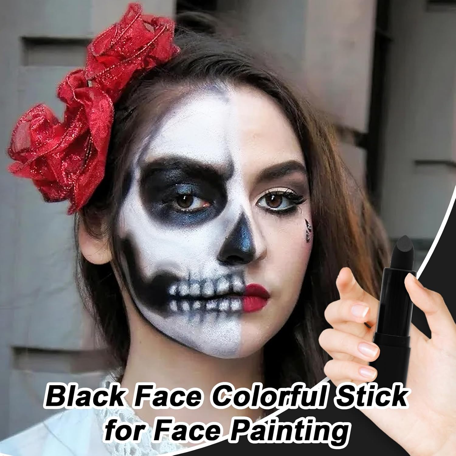 Black Face Paint Stick - 3.8G Halloween Face Body Eye Paint Skeleton Ghost Skull Cosplay Costume Professional Sfx Corpse Special Effects Makeup Kit For Adults Kids Full Coverage Skin Paints : Beauty & Personal Care