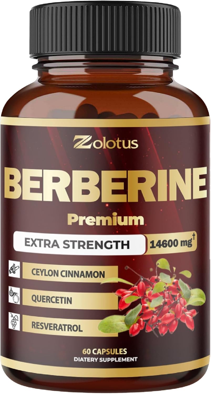 Zolotus Berberine Supplement 14600Mg With Ceylon Cinnamon, Quercetin, Resveratrol For Support Immune Fuction
