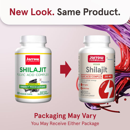 Jarrow Formulas Shilajit 250 Mg, Dietary Supplement, Shilajit Acid Complex For Cellular Energy Production, 60 Veggie Capsules, 60 Day Supply