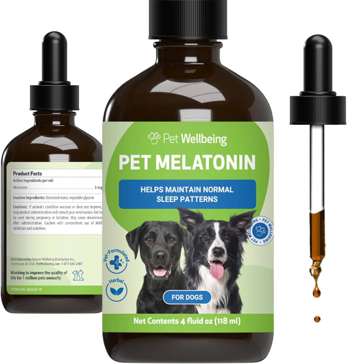 Pet Wellbeing Pet Melatonin For Dogs - Cushing'S Support, Adrenal Cortisol Balance, Helps Maintain Normal Sleep Patterns - Veterinarian-Formulated - Liquid Supplement 4 Fl Oz (118 Ml)