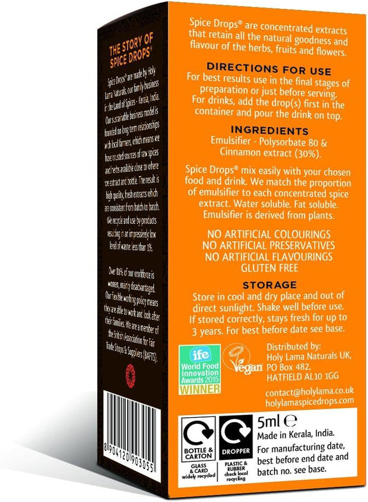 Holy Lama Spice Drops Orange Zest Extract – Great Taste Awards. Natural Cooking Ingredient, Savoury Or Sweet Recipes. Citrus Flavour, Baking, Drinks 1 X 5Ml Bottle