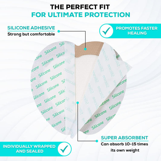 Medvancetm Silicone - Bordered Silicone Adhesive Foam Dressing (4"X12" W/Wings, 10 Count)